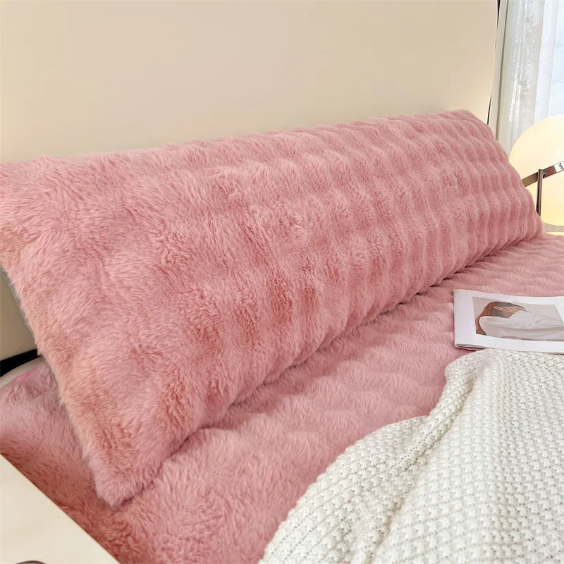 Solid Color Plush Long Pillowcase Soft Decorative Pillow Cover