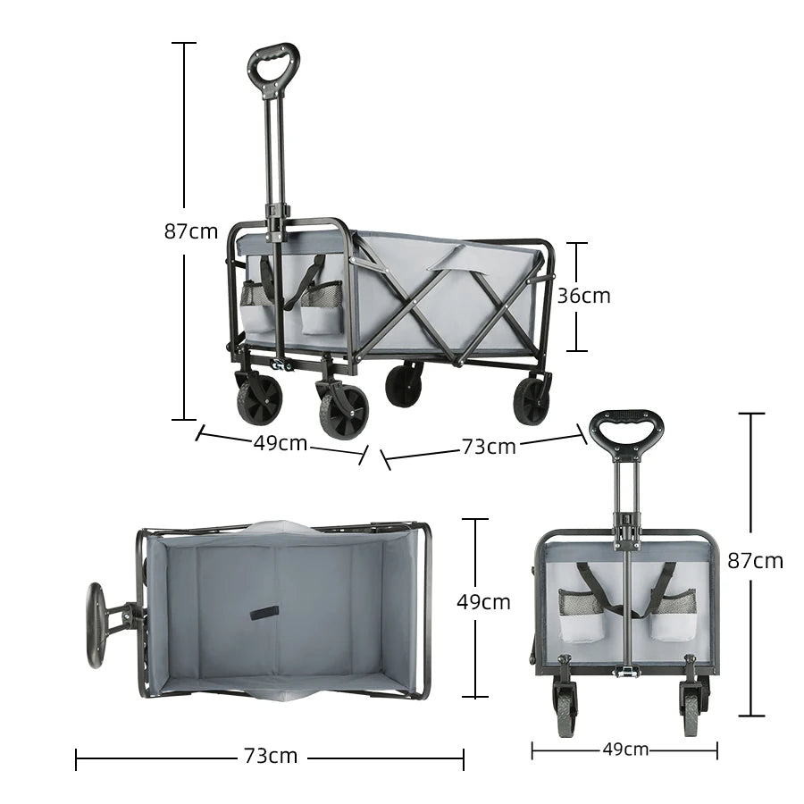 Folding Beach Wagon Large Capacity Heavy Duty Collapsible Camping Cart