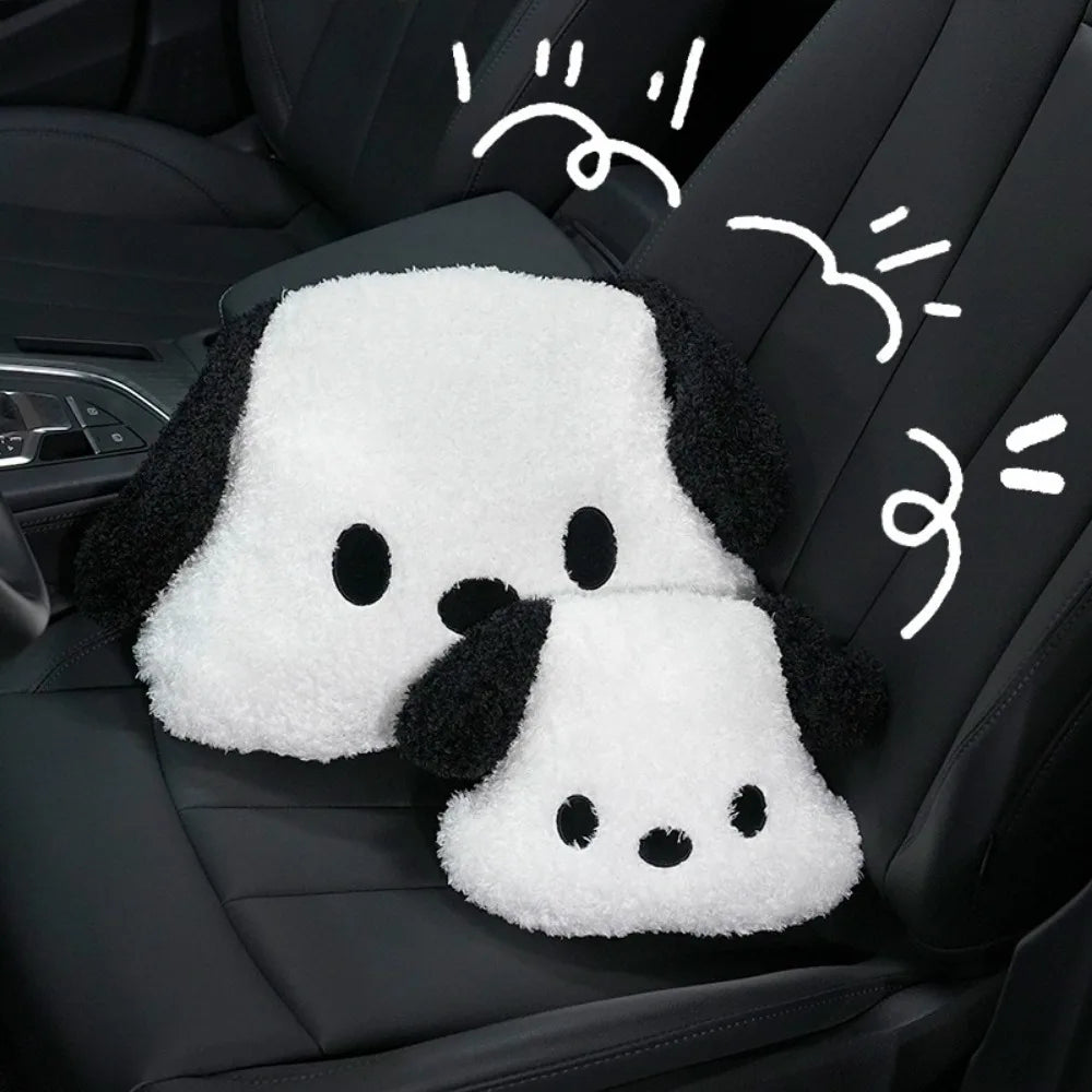 Cute Plush Dog Car Neck Pillow Lumbar Back Support Cushion