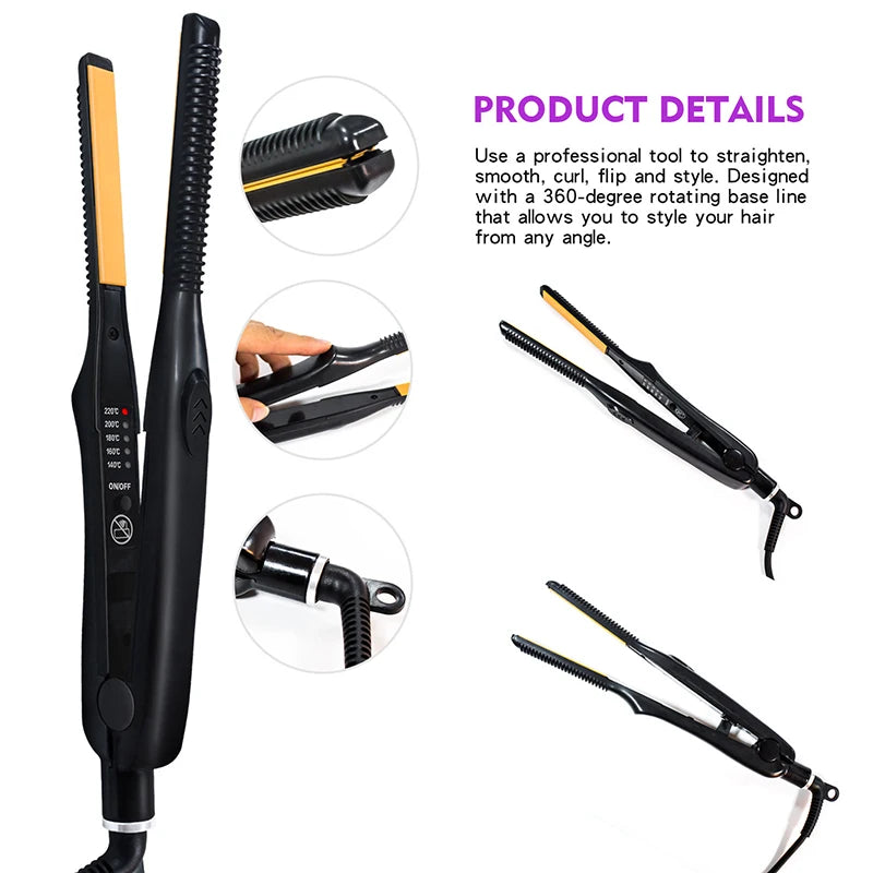 2-in-1 Hair Straightener Curler Ceramic Flat Iron Short Hair Beard Styling Tool