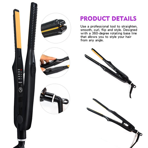 2-in-1 Hair Straightener Curler Ceramic Flat Iron Short Hair Beard Styling Tool