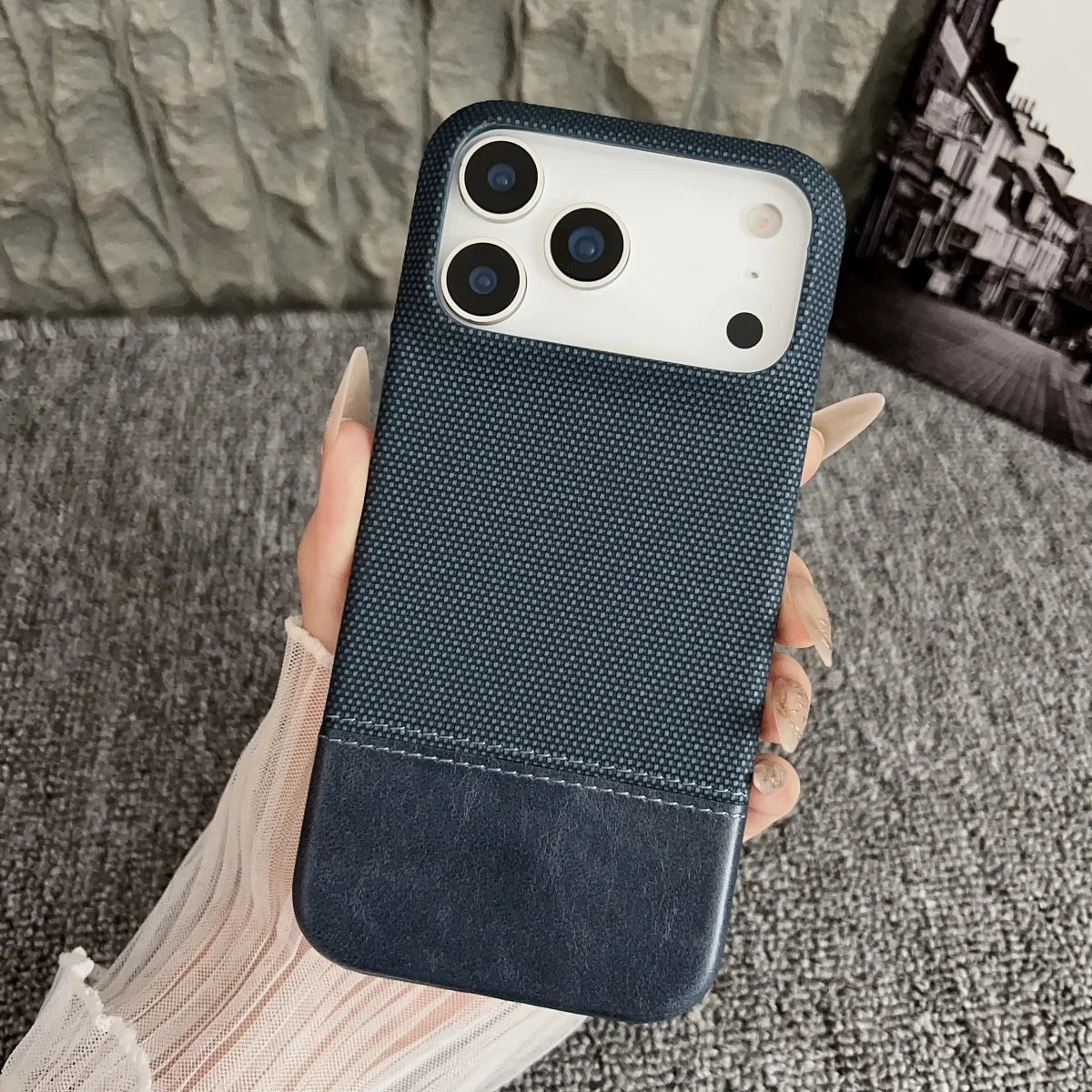Business Splice Leather Nylon Fabric iPhone Case