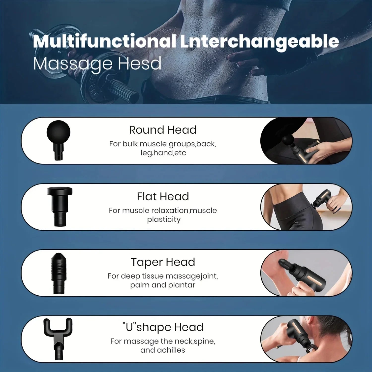Portable Massage Gun Deep Tissue Muscle Massager Percussion Gun Electric Body Relaxation Pain Relief Fitness Recovery