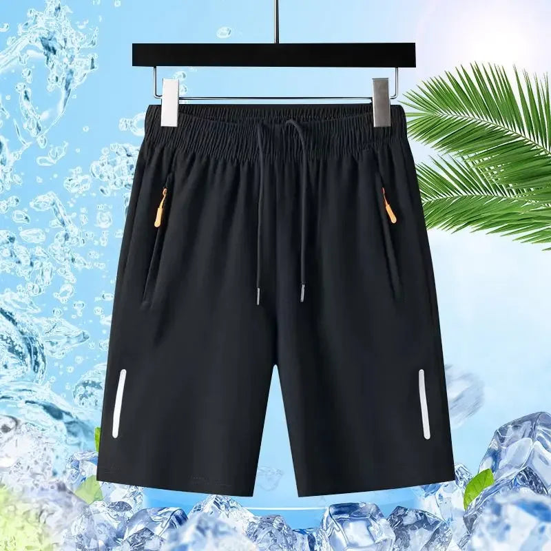 Men Ice Silk Sports Shorts Quick Dry Breathable Gym Running Beach Casual Shorts