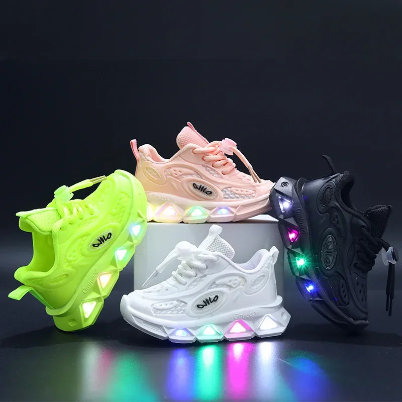Kids Light Up Chunky Sneakers Soft Sole Baby Shoes for Boys and Girls