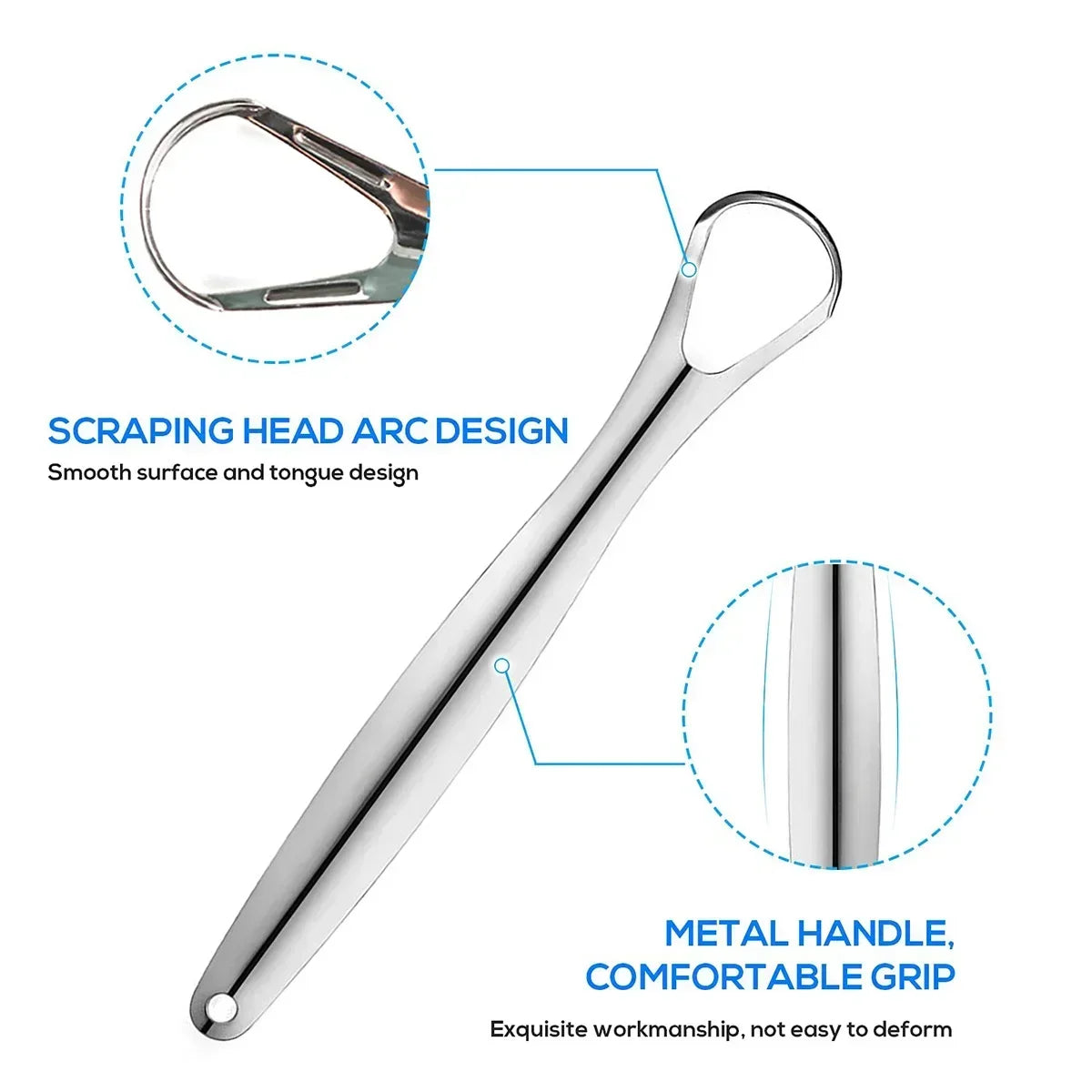 Metal Tongue Scraper Stainless Steel Cleaner Portable Oral Hygiene Tool 1-3pcs