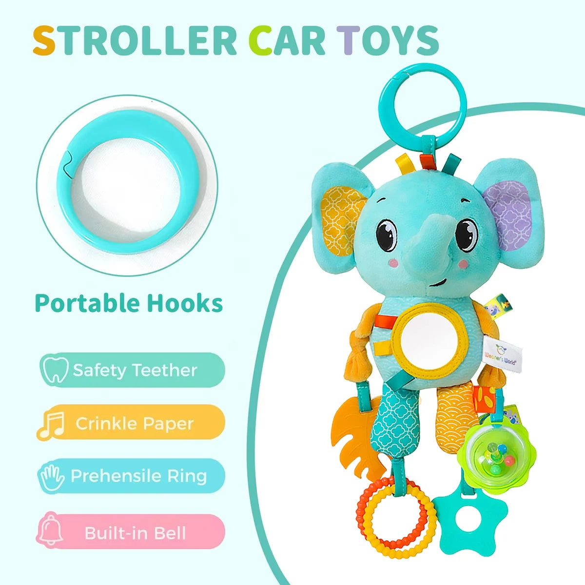 Hanging Plush Baby Sensory Toy with Teether