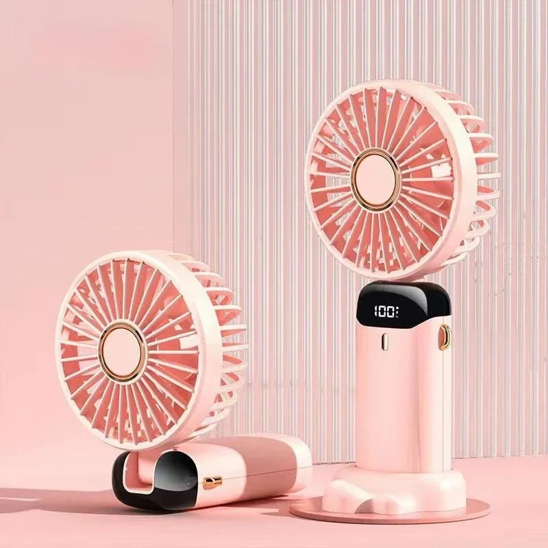 Portable Handheld Fan – Rechargeable Mini Fan with LED Display and 5 Speed Settings