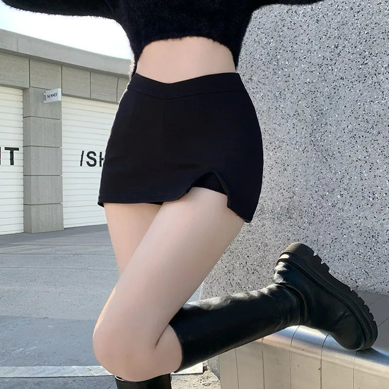 Women High Waist Split Mini Skirt