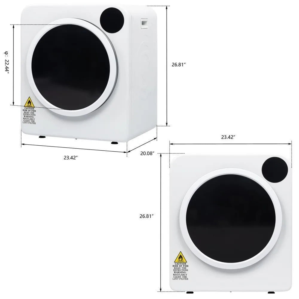 Compact Electric Clothes Dryer 3.5 Cu.ft Stainless Steel Home Laundry 13LB
