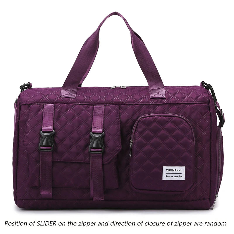 Quilted Travel Duffel Bag Women Large Capacity Gym Bag Waterproof Weekend Overnight Tote