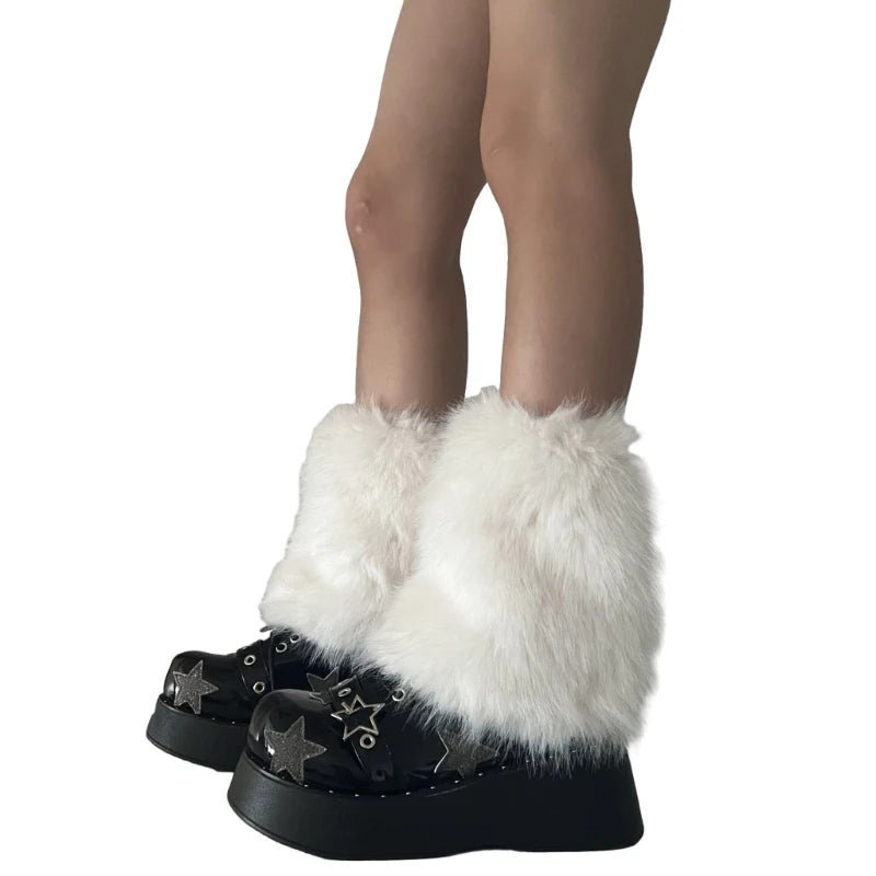 Faux Fur Leg Warmers Y2K Winter Boot Covers
