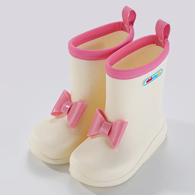 Girls Waterproof Rain Boots Cute Bow Princess Rain Shoes