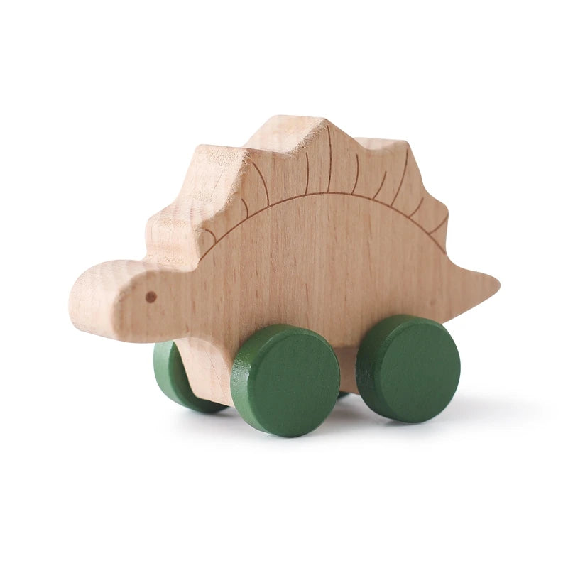 Wooden Dinosaur Baby Car Teether Montessori Toy