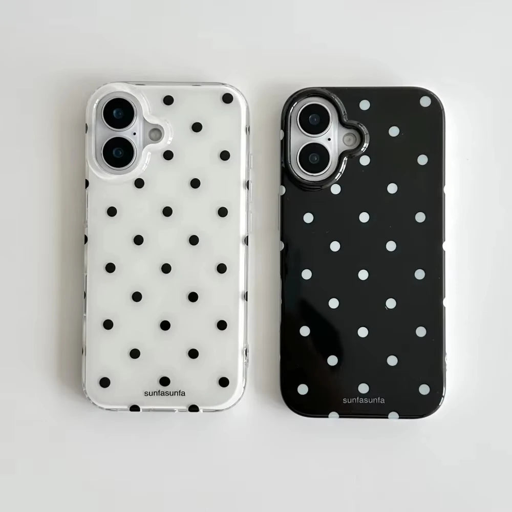 Minimalist Black White Polka Dot Silicone iPhone Case