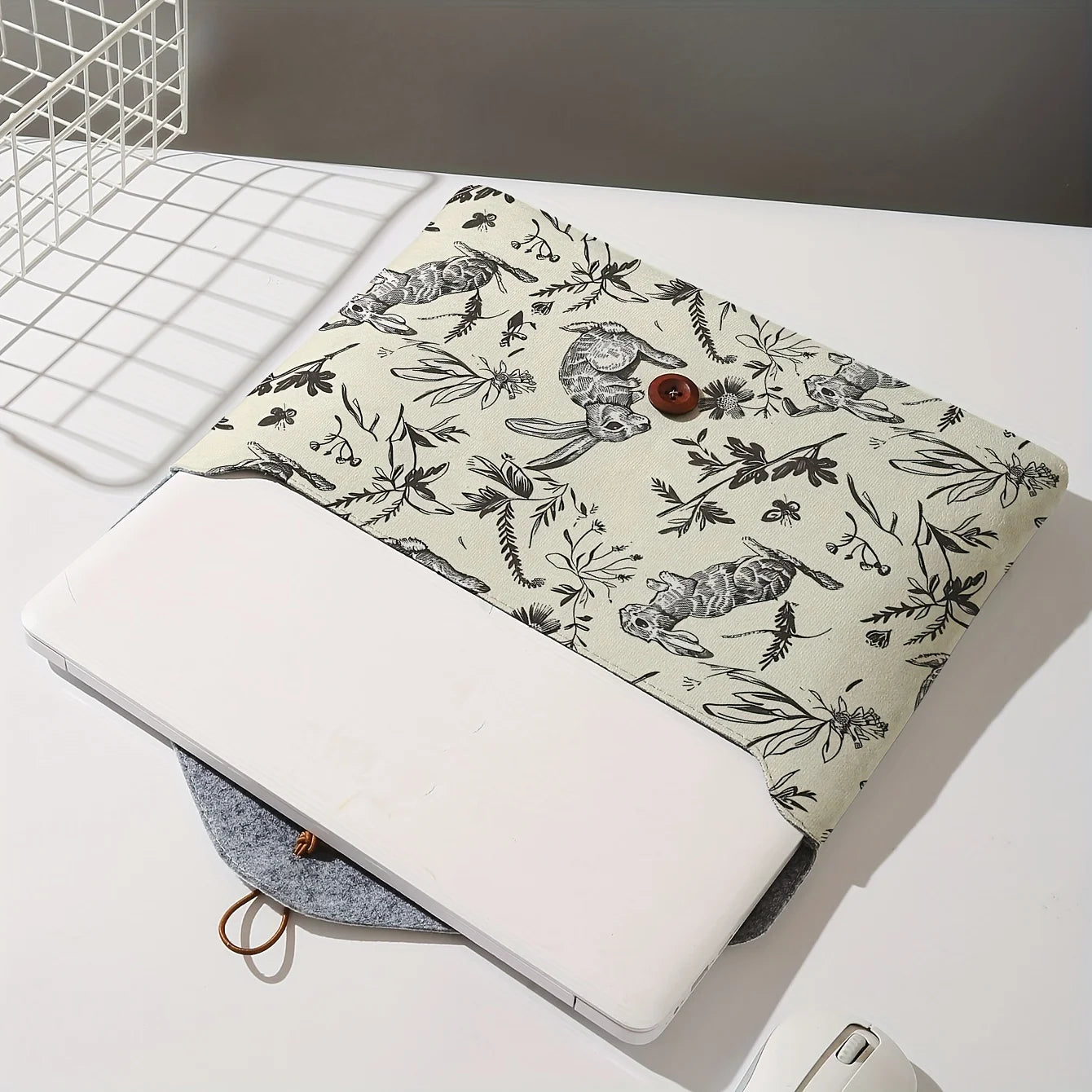 Rabbit Print Laptop Sleeve Soft Protective Bag Tablet Storage Case Cute Cover