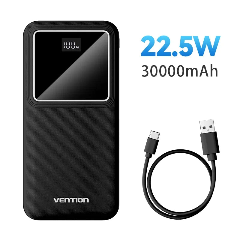 Power Bank 30000mAh PD 22.5W Fast Charging Portable External Battery Charger for iPhone Samsung iPad