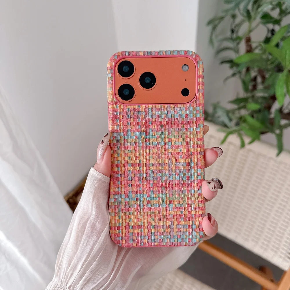 Frosted Leather Woven Pattern Magnetic iPhone Case