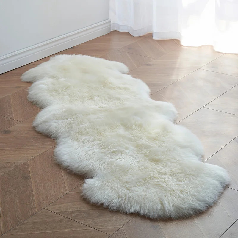 White Faux Fur Area Rug Shaggy Plush Bedroom Floor Mat