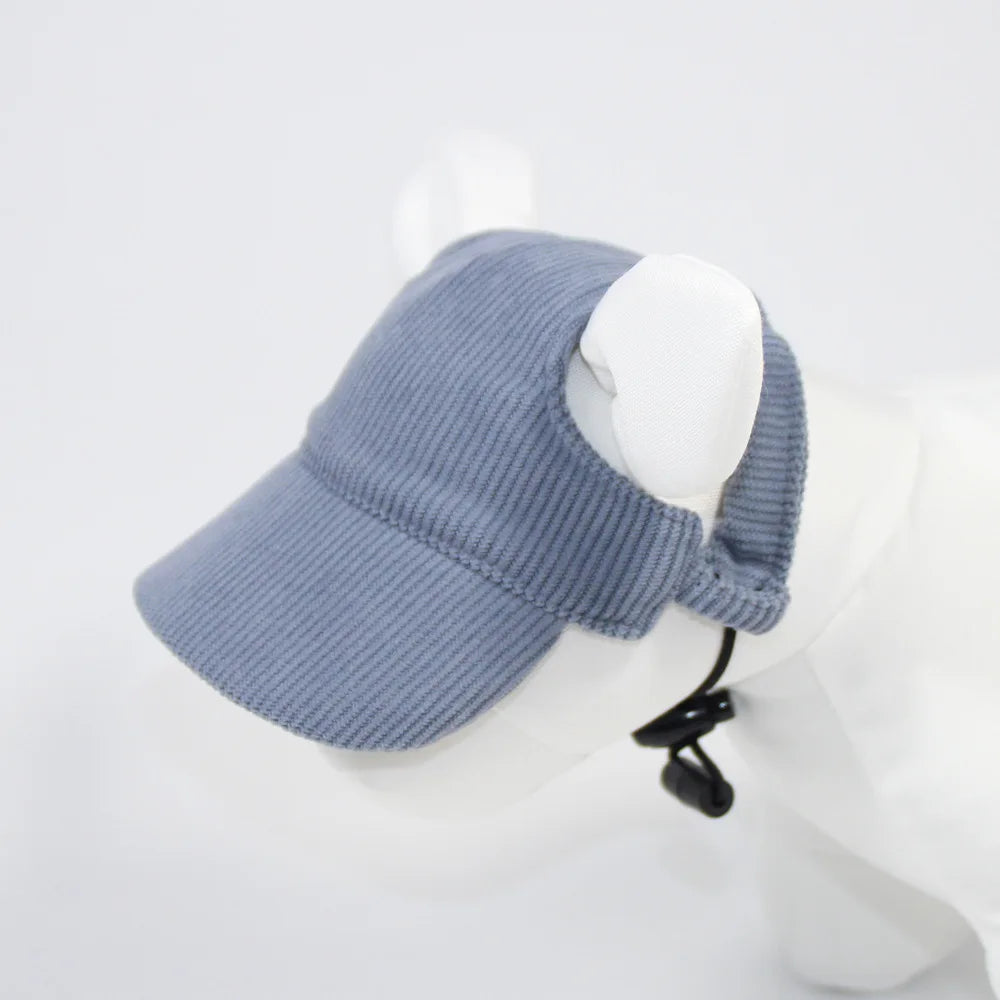 Adjustable Corduroy Dog Baseball Cap Sun Hat for Small Large Dogs