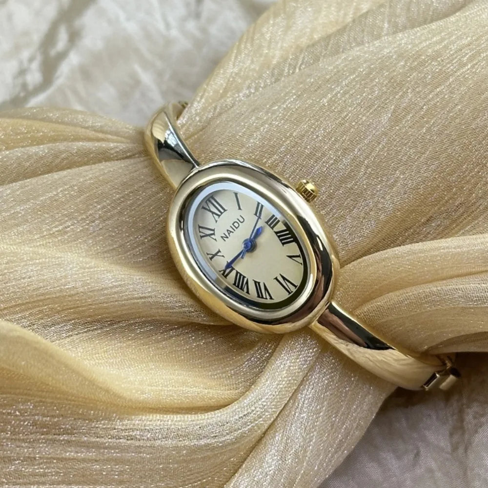 Ladies Gold Bracelet Watch Stainless Steel Small Dial Wristwatch