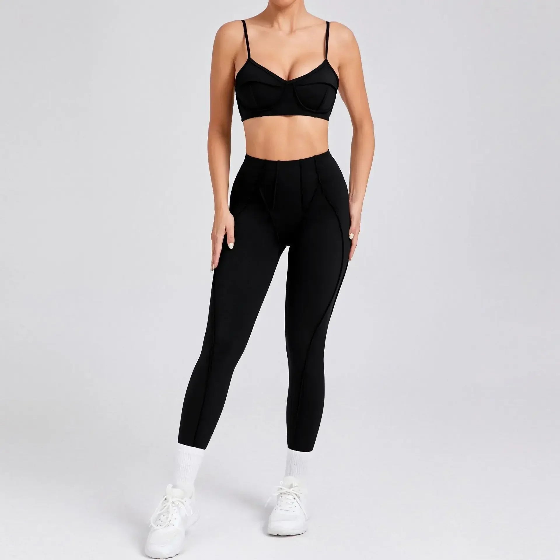 Women Seamless Yoga Set High Waist Hip Lifting Gym Sports Bra & Leggings Suit