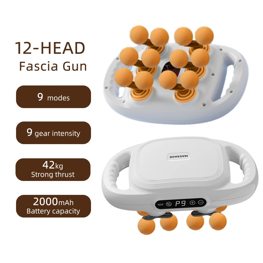 42 Heads Massage Gun Deep Tissue Muscle Massager High Frequency Body Fascia Gun for Back Neck Shoulder