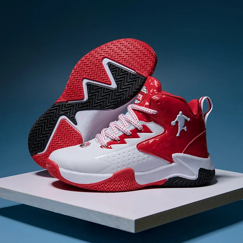 Kids Basketball Shoes Breathable Non Slip Lace Up Training Sneakers