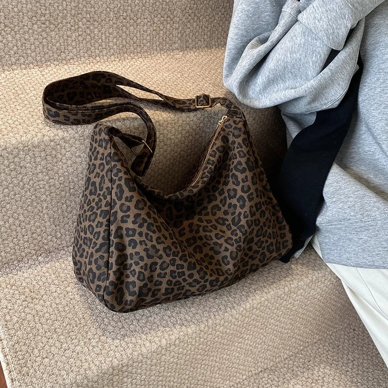 Women Leopard Shoulder Bag Large Capacity Crossbody Tote