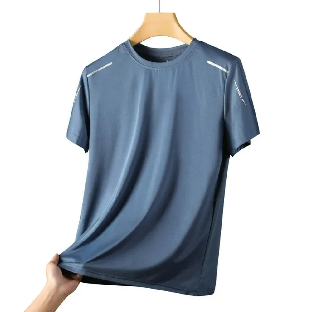 Men Running Quick Dry T Shirt Breathable Outdoor Sports Hiking Fishing Tee