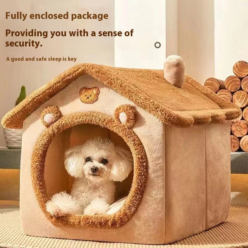 All Season Removable Washable Dog House Style Pet Bed Warm Small Dog Cat House