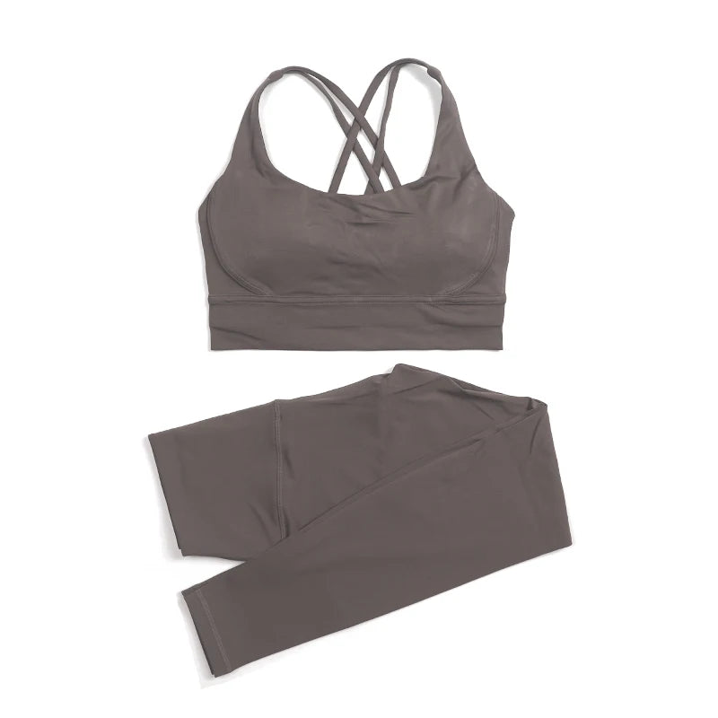 Women Seamless Gym Set Sports Bra & Leggings Fitness Yoga Workout Outfit