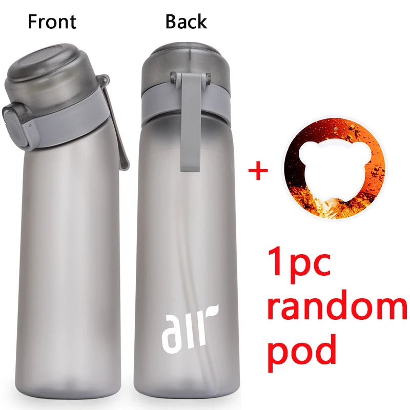 Air Water Bottle with Random Flavor Pods - Leakproof Portable Sports Bottle with Straw