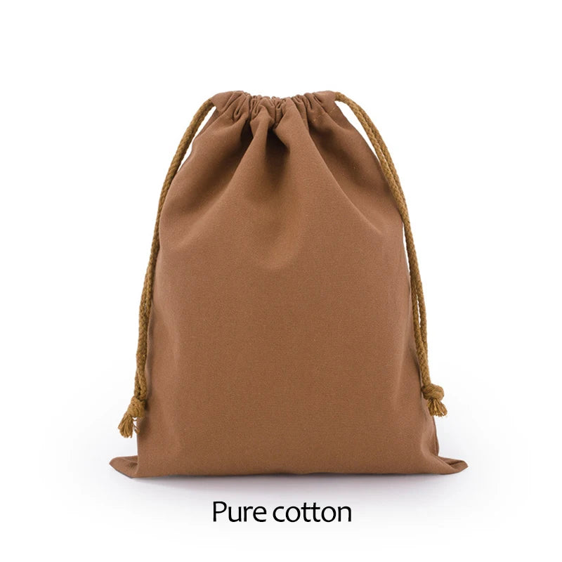 Cotton Drawstring Storage Bag Reusable Canvas Gift Pouch Dustproof Organizer