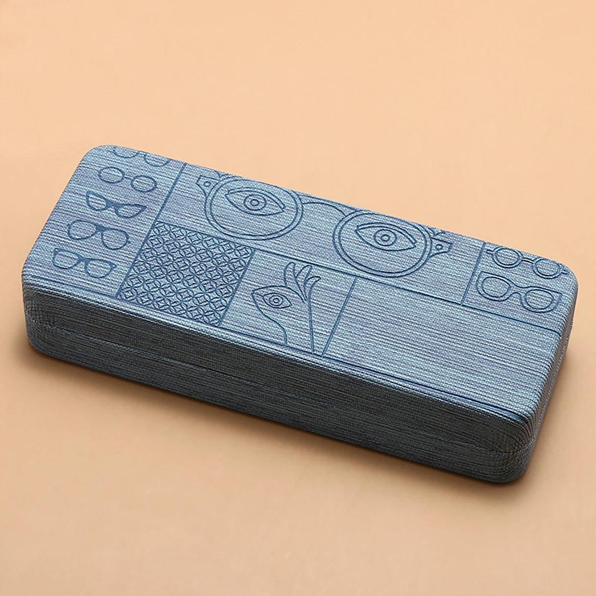 Geometric Glasses Case Portable Square Eyewear Holder Embossed Design for Men