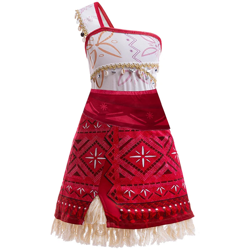 Girls Moana 2 Adventure Princess Costume Dress Halloween Outfit Vaiana Pet Pig Set