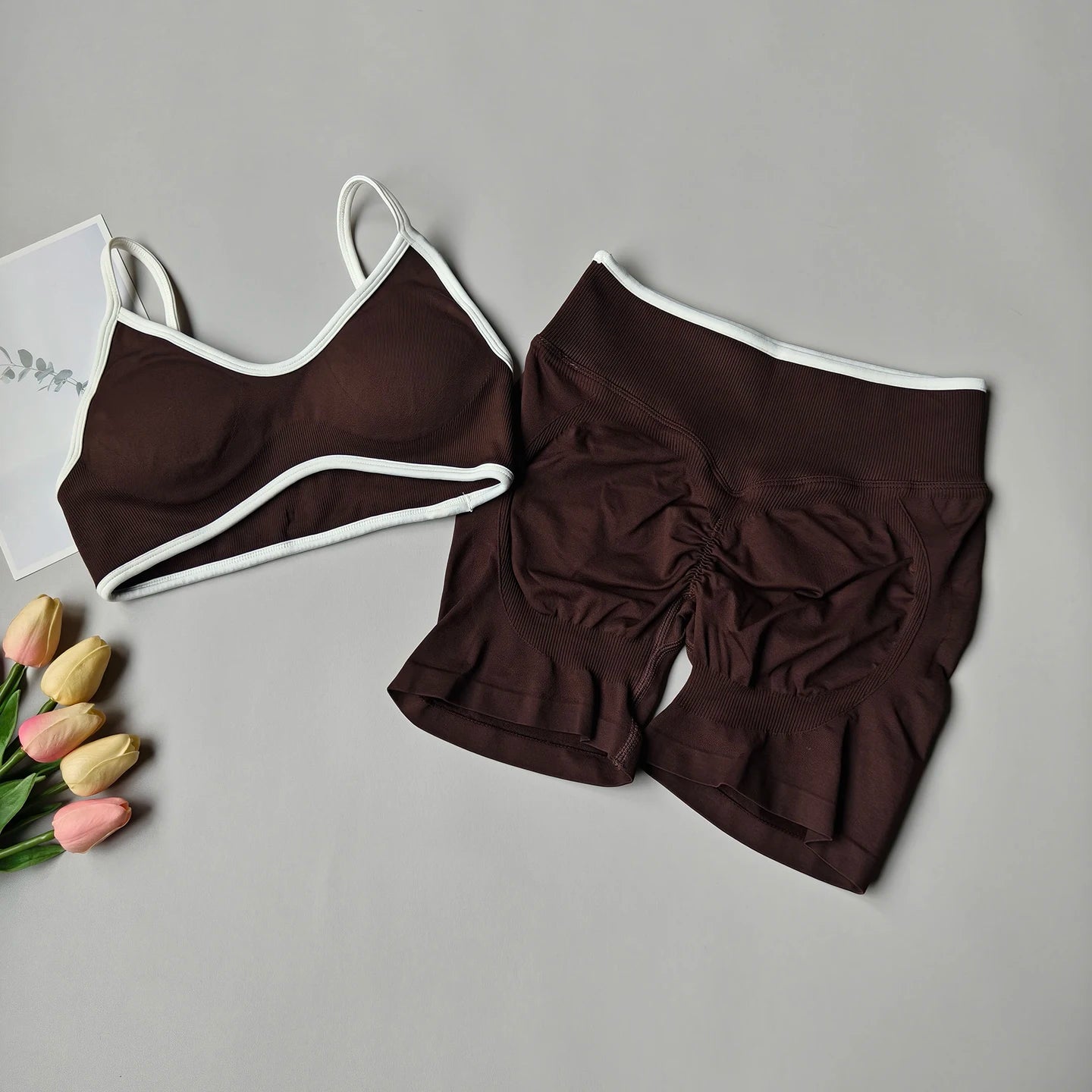 Peach Buttock Yoga Set Women Gym Seamless Suspender Bra High Waist Hip Lifting Shorts Fitness Set