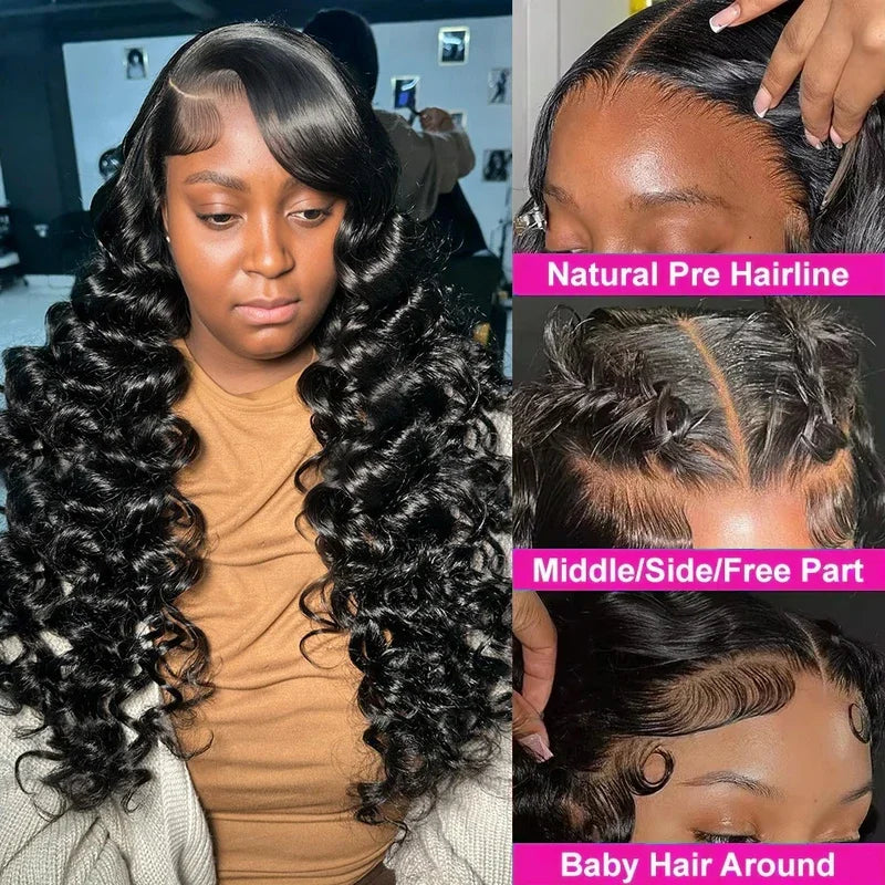 Loose Wave Human Hair Wig – HD Lace Front Glueless Wig with Natural Hairline
