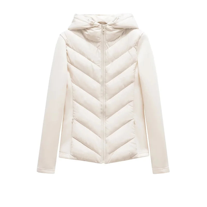 Women Hooded Patchwork Cotton Jacket