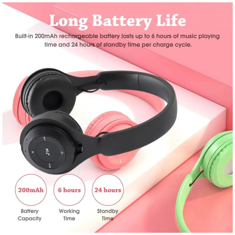 Macaron Wireless Bluetooth Headphones with Mic for Gaming