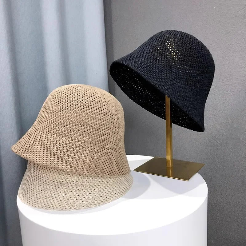 Women Hollow Bucket Hat Breathable Summer Beach Fisherman Cap