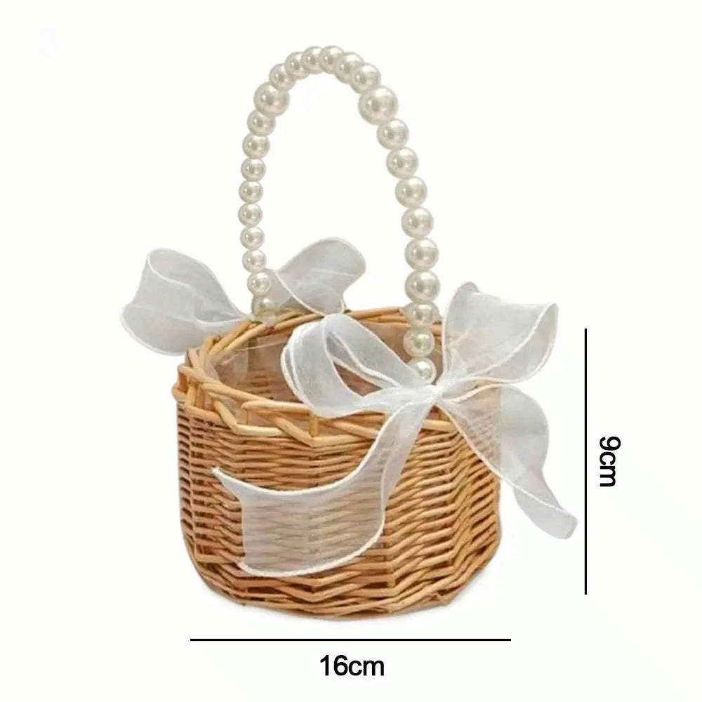 Willow Rattan Woven Basket Half Moon Picnic Flower Storage Basket
