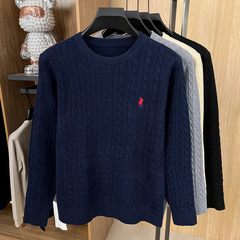 Women Embroidered Knit Sweater Long Sleeve Solid Color Spring Autumn Pullover Top
