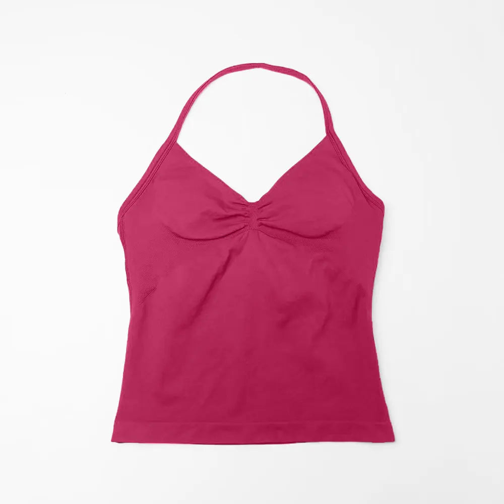 Longline Strappy Yoga Sports Vest Women Gym Workout Halter Bra Top