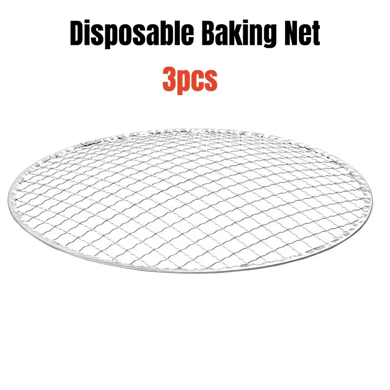 Portable Round Charcoal BBQ Grill Stainless Steel Korean Style Outdoor Camping Barbecue Stove