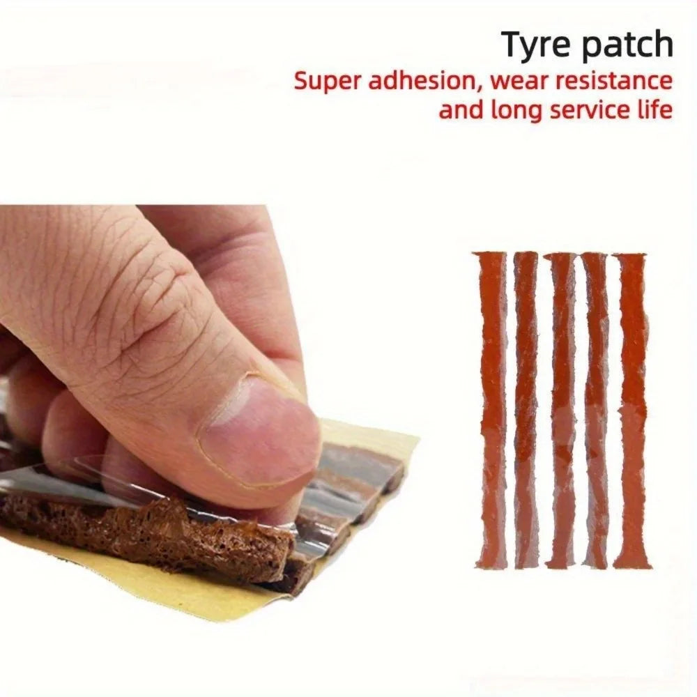 Emergency Tire Repair Kit – Car Puncture Fix Tool Set with Rubber Strips & Glue