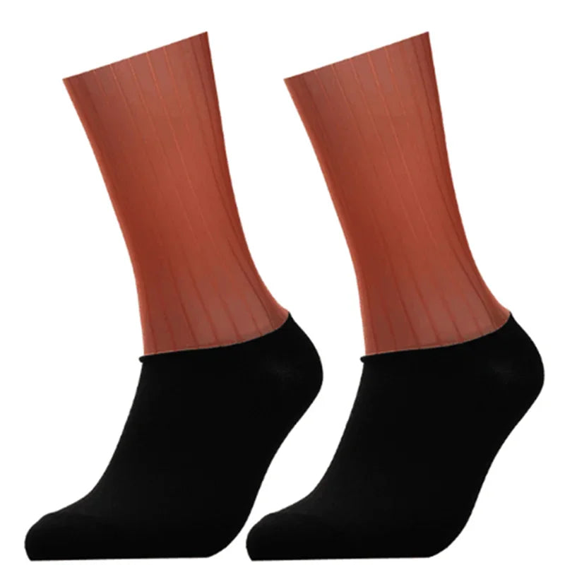 Anti Slip Silicone Aero Cycling Socks Men Breathable Running Bike Sports Socks