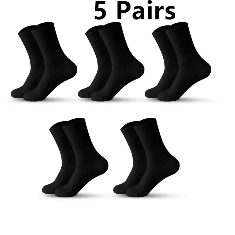 Men Cotton White Sports Socks Breathable Long Tube Socks Multi Pairs Big Size