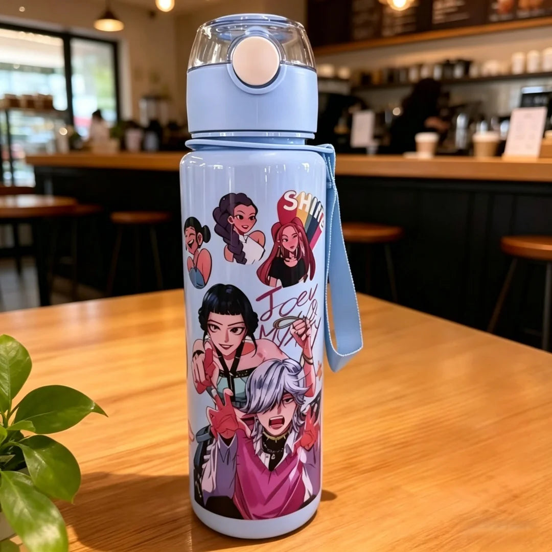 Cartoon Kids Portable Straw Water Bottle Leakproof Cute Summer Sports Cup
