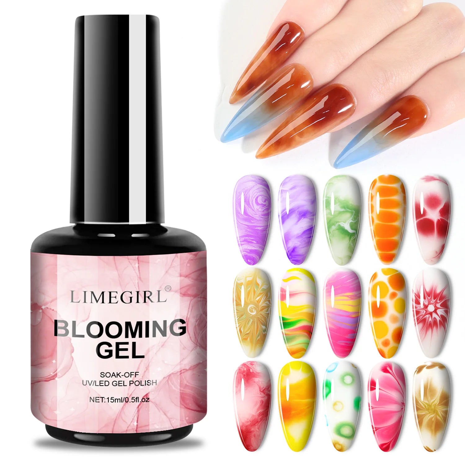 Blooming Gel Nail Polish – Marble Effect UV Gel for Creative Nail Art Designs